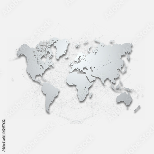 Detailed World Map with Geometric Mesh Element | Editable EPS10 Vector Design Background