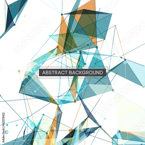 Blue and Orange Abstract Multicolor Network Mesh on White Background with Text - Vector Illustration