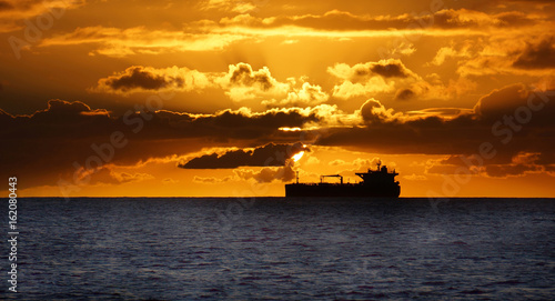 Oil Tanker at Sunset, Hawaii