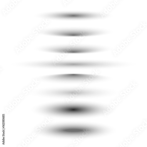 Oval shadow dividers isolated on white. Vector realistic creative bottom shadow