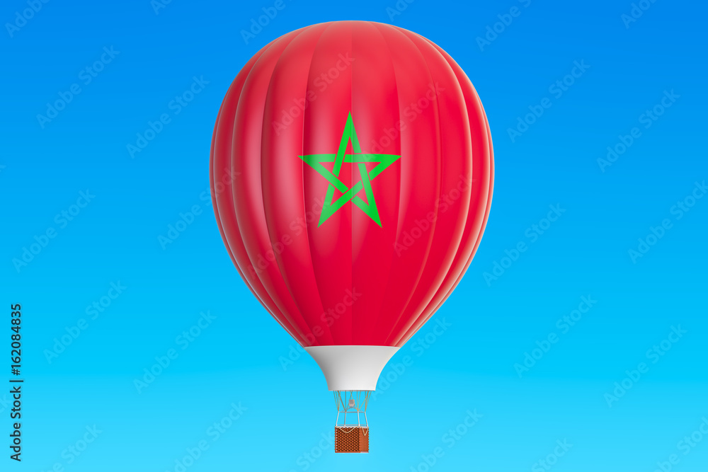 Obraz premium Hot air balloon with Morocco flag, 3D rendering