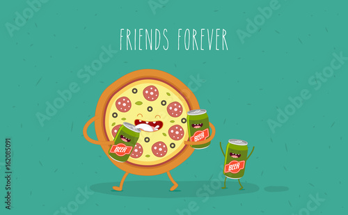 Funny fast food set. Vector illustration