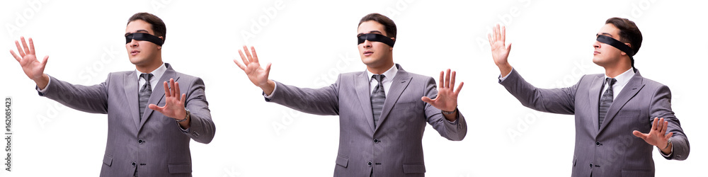 Blindfolded businessman isolated on white Blindfolded businessman isolated on white
