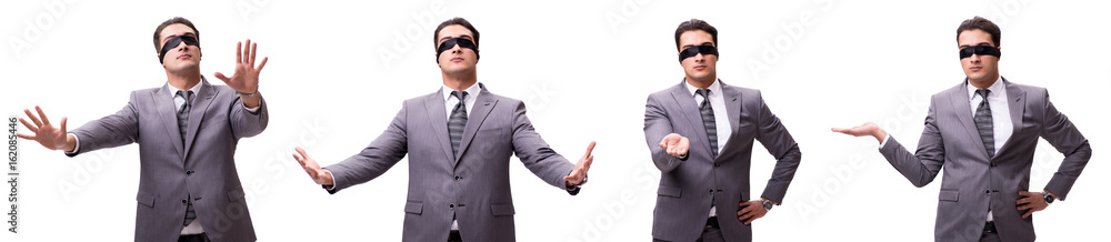 Blindfolded businessman isolated on white Blindfolded businessman isolated on white