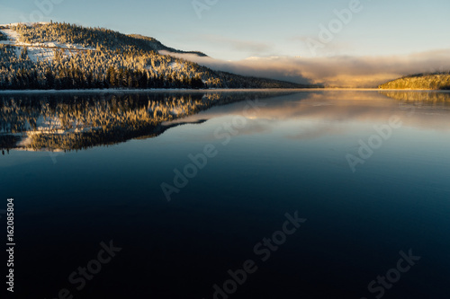 Winter sunrise at Donner Lake, California. photo