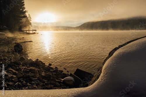 Winter sunrise at Donner Lake, California.