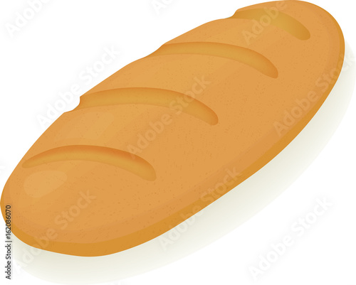 Realistic illustration of bread loaf with shadow for food apps and websites