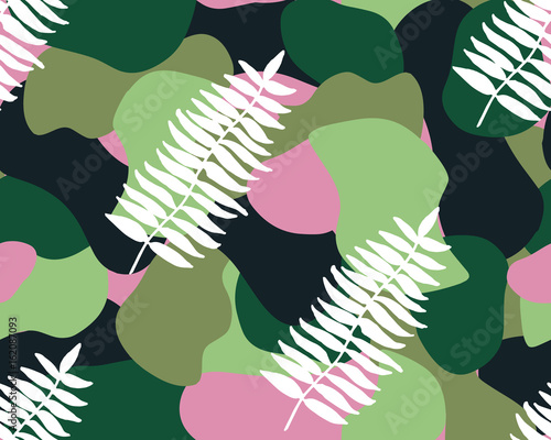 Military print camouflage leaf illustration protection seamless pattern