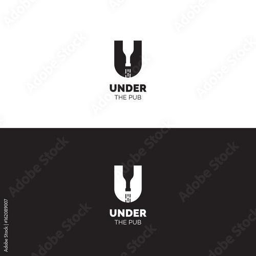 Creative negative space logo with U letter