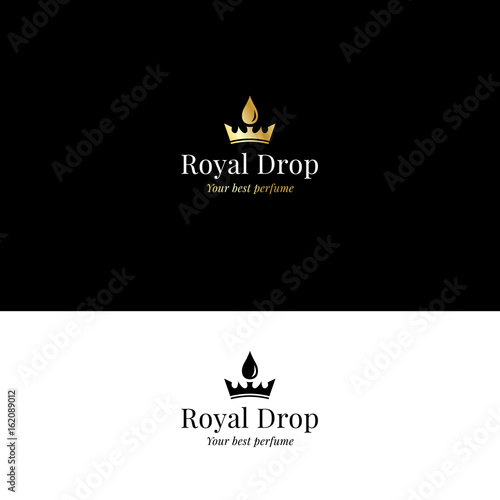 Aromatherapy and perfume logo with crown and drop