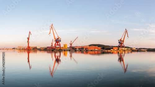 Old shipyard cranes in gothenburg from its shipyard epok. photo