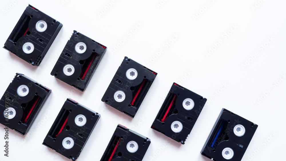 mini DV cassette Digital video cassette on white background mini DV cassette Digital video cassette on white background