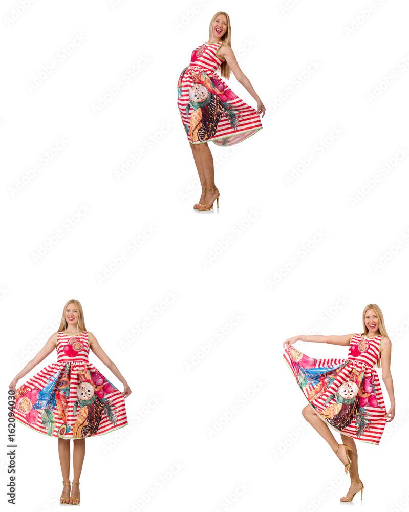 Collage of woman in fashion look isolated on white Collage of woman in fashion look isolated on white