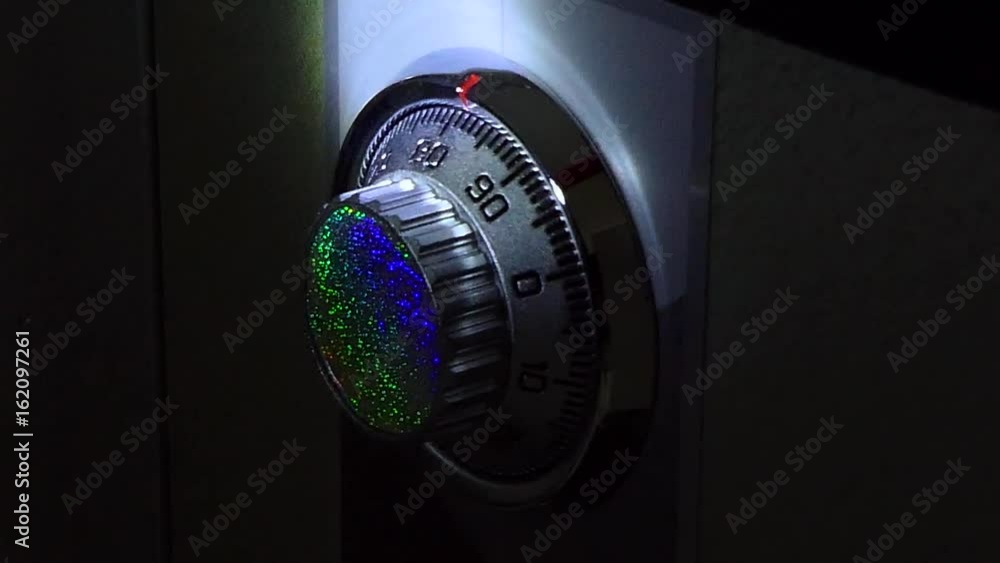 Black thief gloves open a small safe box. Emergency warning lights turn red Black thief gloves open a small safe box. Emergency warning lights turn red