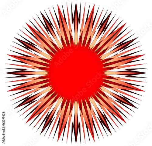 Multicolor geometric design element. Abstract illustration in radial, radiating fashion
