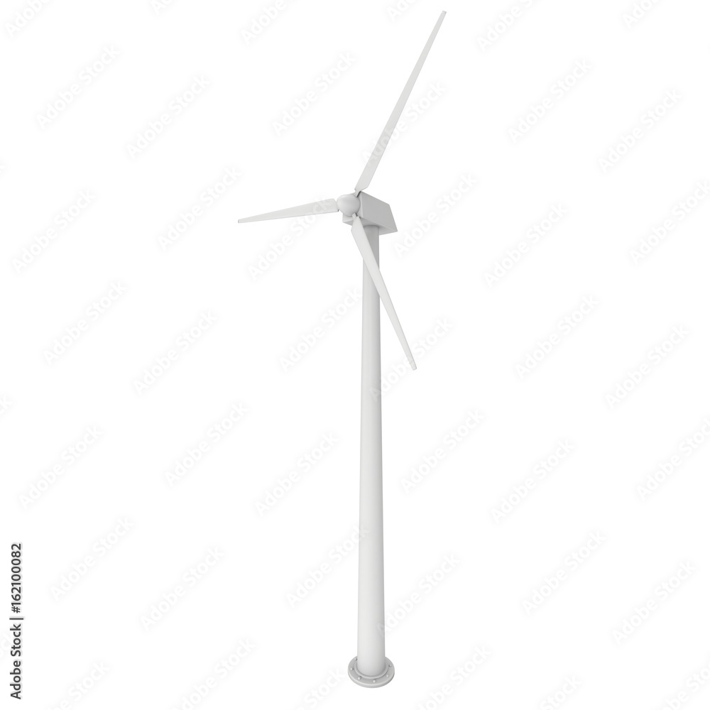 Wind turbine with propeller. Windmill generator 3D render isolated on white Wind turbine with propeller. Windmill generator 3D render isolated on white