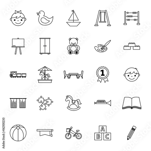 icons set kinder garten vector illustration design graphic