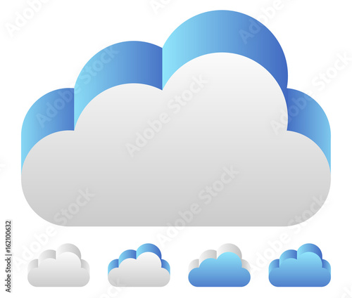 Blue 3d cloud icon. icon for tech, technology or weather, meteorology concepts