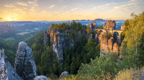 Foto The Bastei bridge, Saxon Switzerland National Park, Germany