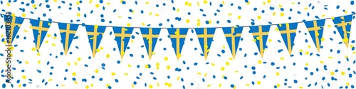 Banner. Garland, pennants, confetti. Sweden