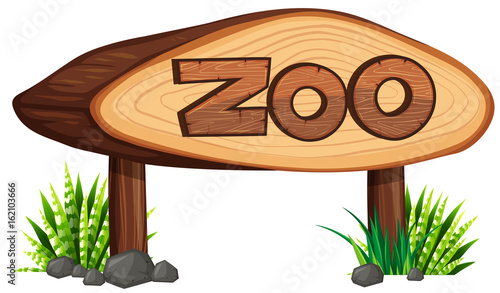 Zoo sign made of wood
