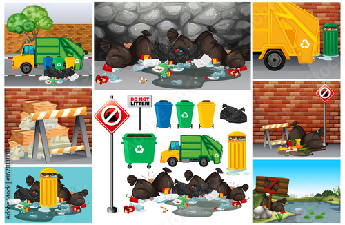 Scenes with dirty trash on the road