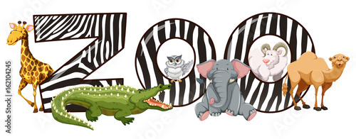 Wild animals and zoo sign
