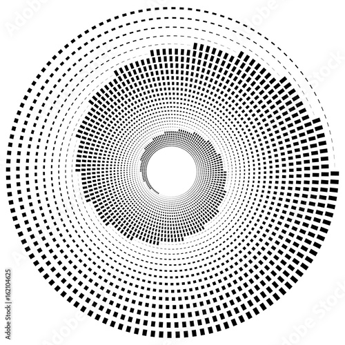 Abstract geometric art with circular motif. Geometric black and white illustration