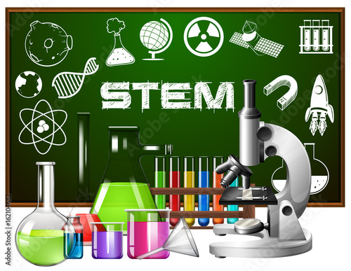 Poster design for stem education with science tools