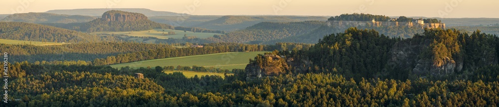 Panorama of the mountains in Saxony switzerland, view of the bastei