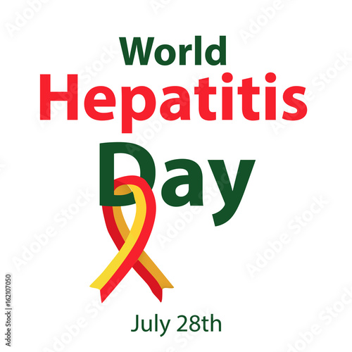 World Hepatitis Day. July 28th. Liver. Red yellow ribbon. Hepatitis C virus. Infographics. Vector illustration on isolated background.
