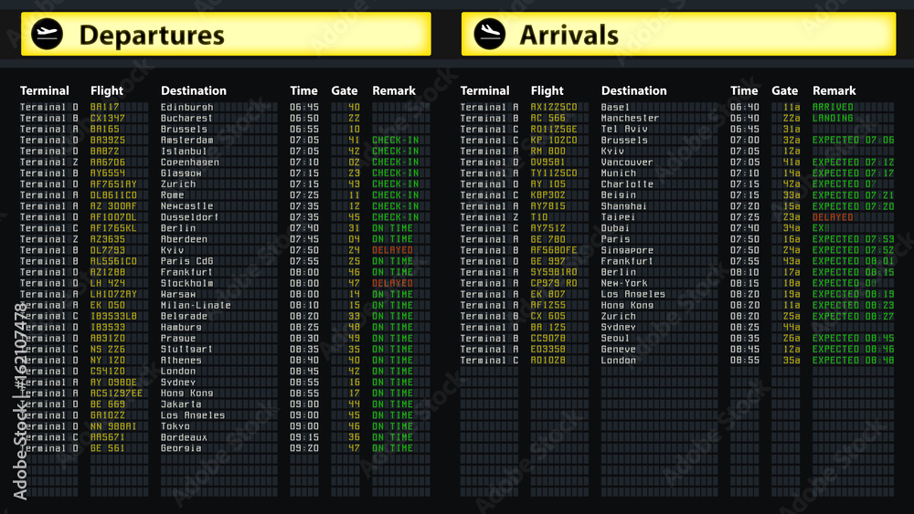 Flight Schedule Board At Airport Travel Information Arrivals And flight-schedule-board-at-airport-travel-information-arrivals-and