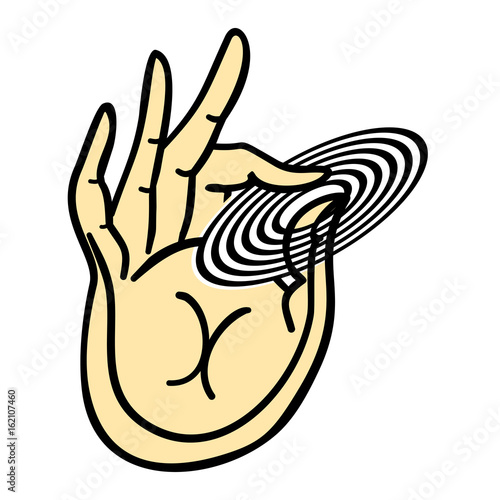 Meditative relaxing fidget spinner logo in oriental style - toy for stress relief and improvement of attention span Isolated vector illustration. Must-have office toy for 2017