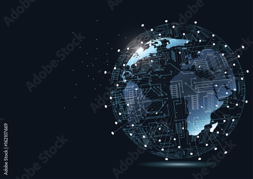 Global network connection. World map point and line composition concept of global business. Vector Illustration
