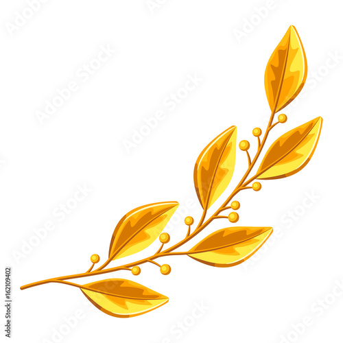 Realistic gold laurel branch. Decorative element for design