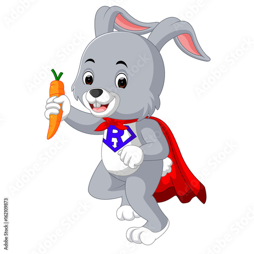 Fototapeta Naklejka Na Ścianę i Meble -  Happy rabbit cartoon holding carrot