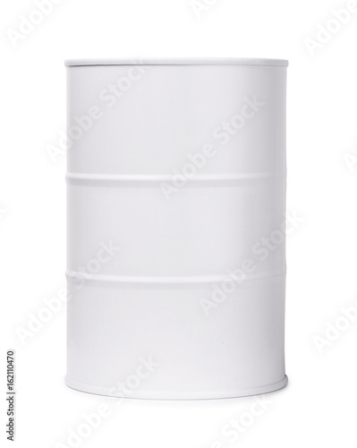 White barrel of fuel or chemicals