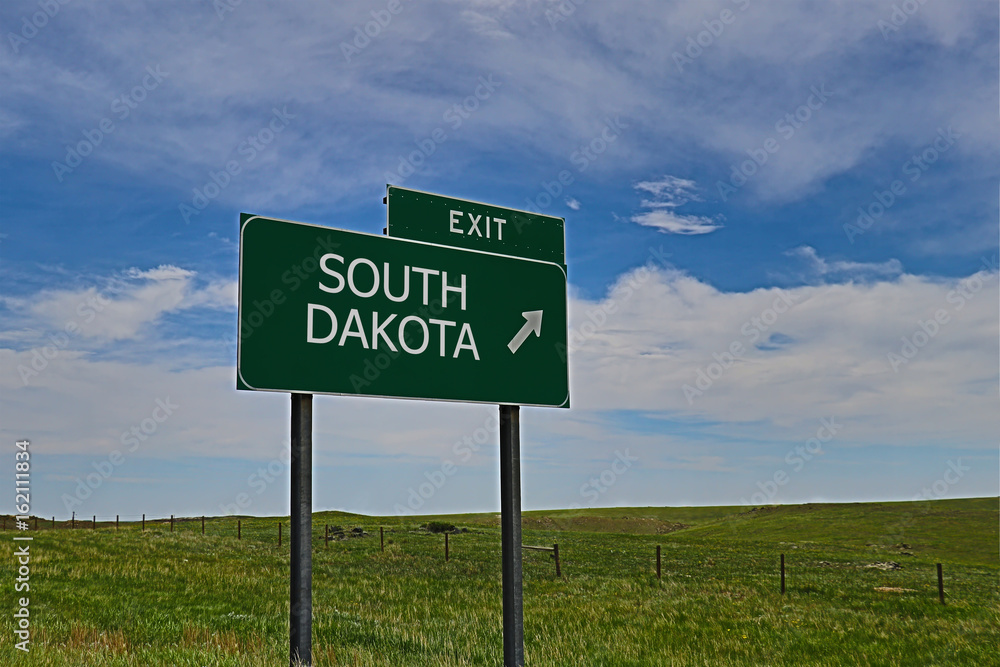 US Highway Exit Sign for South Dakota