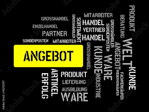 ANGEBOT - Bilder mit Wörtern aus dem Bereich Großhandel, Wortwolke, Würfel, Buchstabe, Bild, Illustration