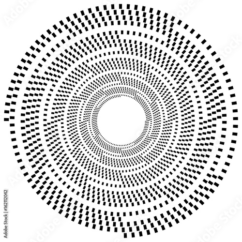 Abstract geometric art with circular motif. Geometric black and white illustration