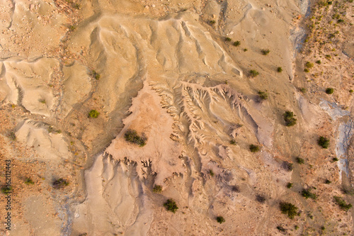 Aerial view of severe soil erosion in an arid region of South Africa. © EcoView