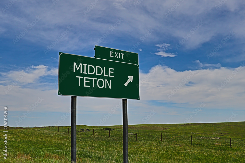 US Highway Exit Sign for Middle Teton