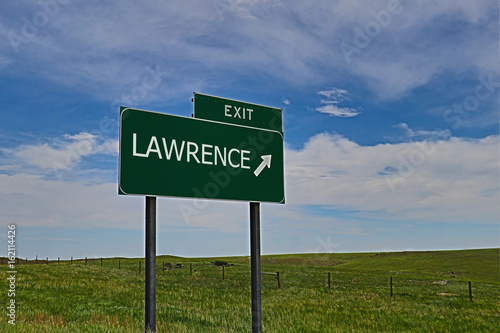 US Highway Exit Sign for Lawrence