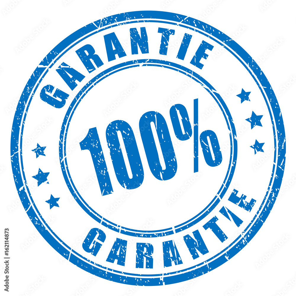 German language guarantee rubber stamp, 100 garantie