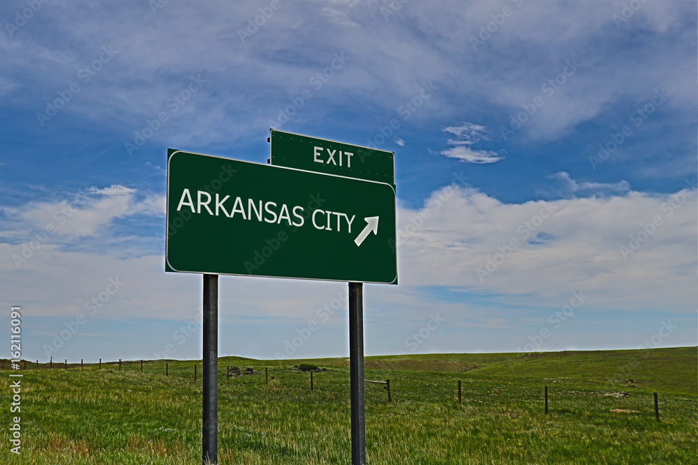 US Highway Exit Sign for ARKANSAS CITY