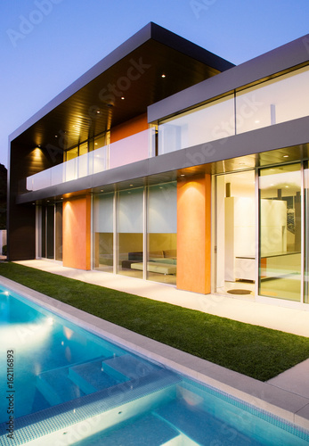 Modern house with pool in exterior