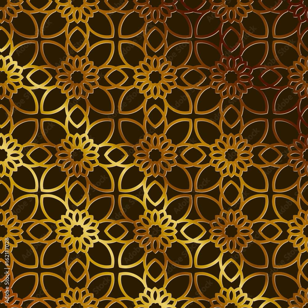 Seamless gold lattice pattern. Islamic stile, endless texture