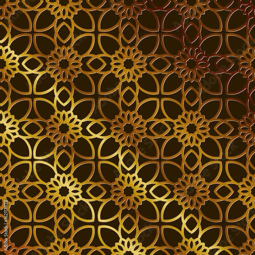 Seamless gold lattice pattern. Islamic stile, endless texture