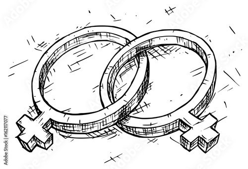 Hand Drawing Female and Female Symbol Illustration