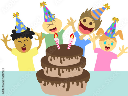cartoon kids happy birthday party